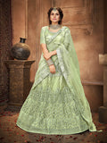 Myra Pista Heavy Embroidered Net Lehenga
