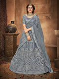 Myra Grey Heavy Embroidered Net Lehenga