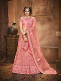 Myra Blush Heavy Embroidered Net Lehenga
