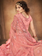 Myra Blush Heavy Embroidered Net Lehenga