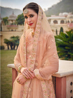 Myra Blush Net Heavy Embroidered Designer Lehenga