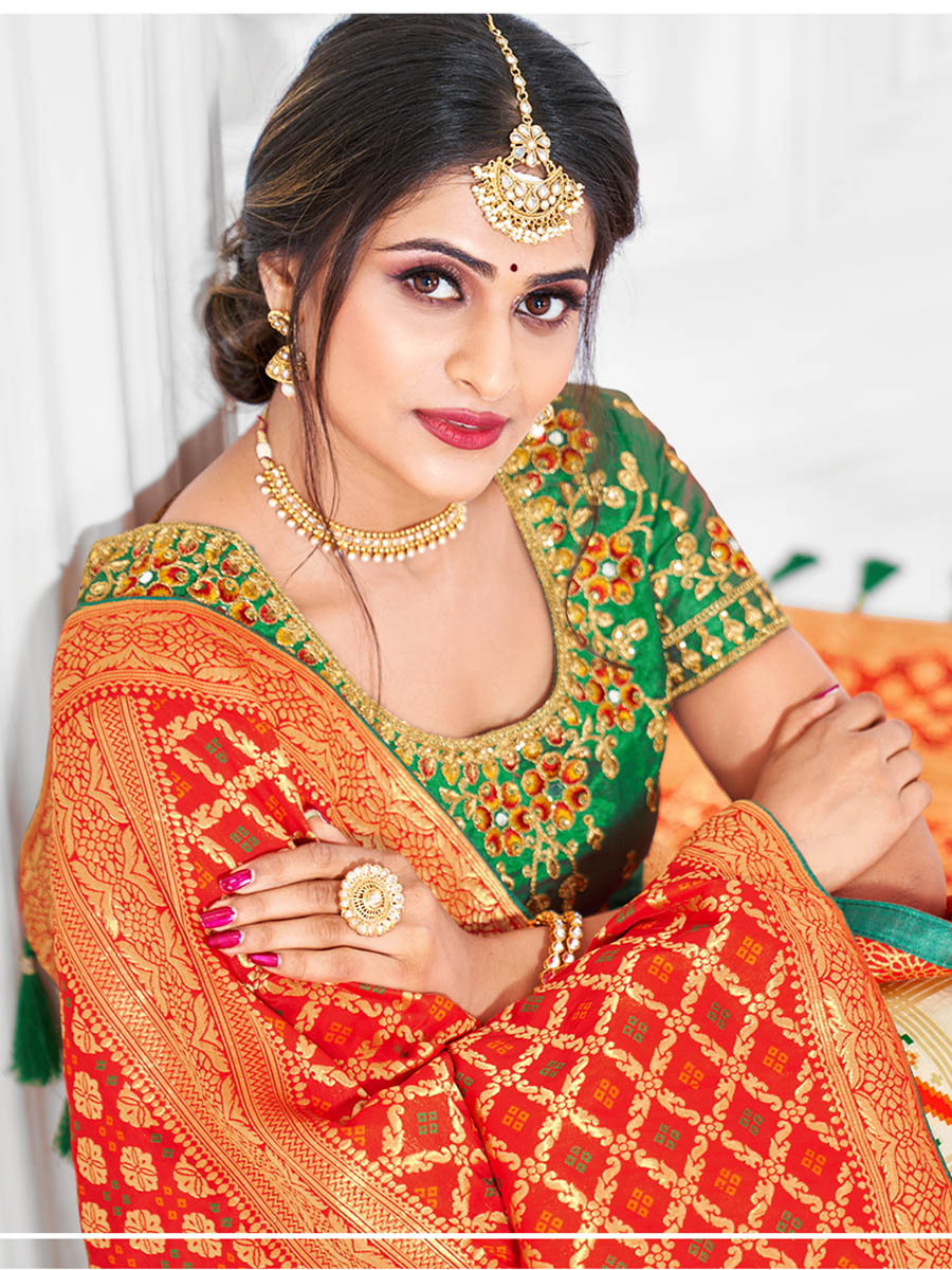 Myra Multicolour Jaquard Silk Designer Lehenga - Distacart