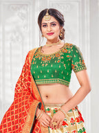 Myra Multicolour Jaquard Silk Designer Lehenga - Distacart