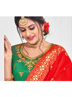 Myra Multicolour Jaquard Silk Designer Lehenga For Girls - Distacart