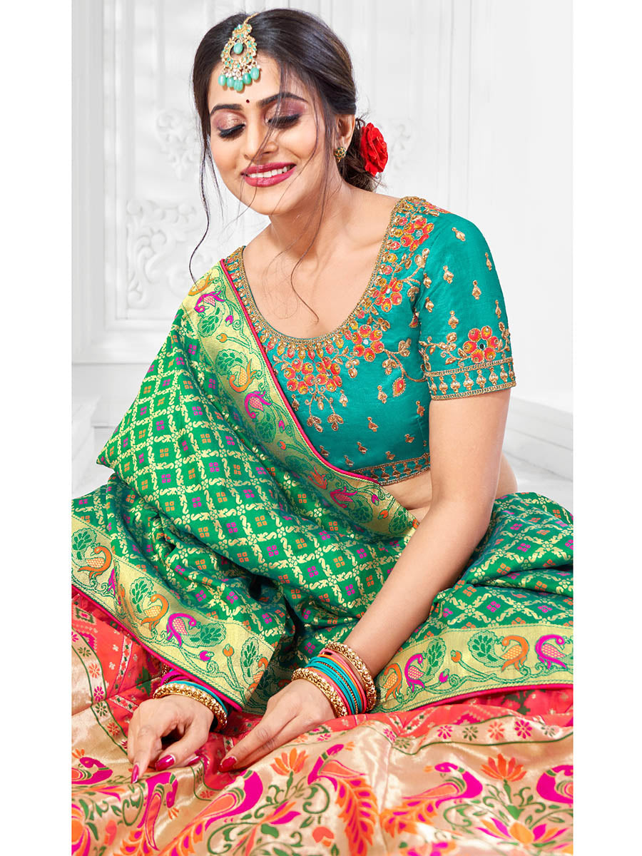 Myra Multicolour Jaquard Silk Designer Beautiful Lehenga - Distacart