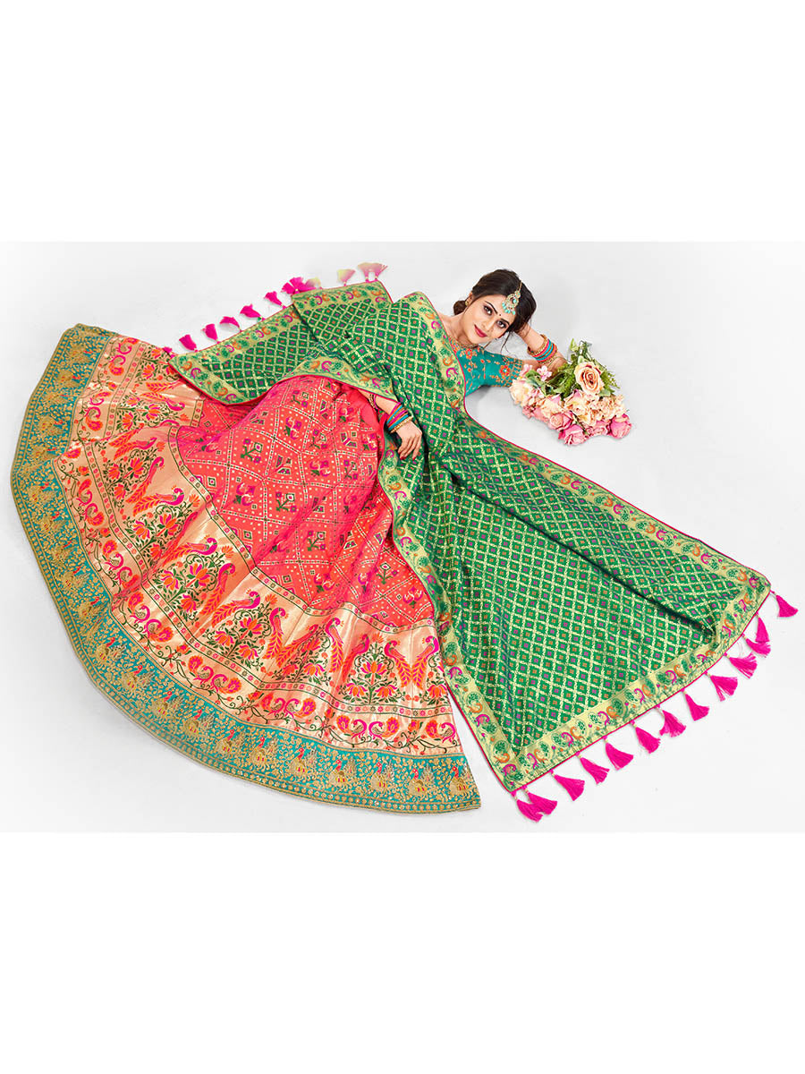 Myra Multicolour Jaquard Silk Designer Beautiful Lehenga - Distacart