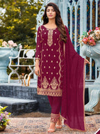 Myra Rani Heavy Faux Georgette Embroidered Pant Style Suit - Distacart