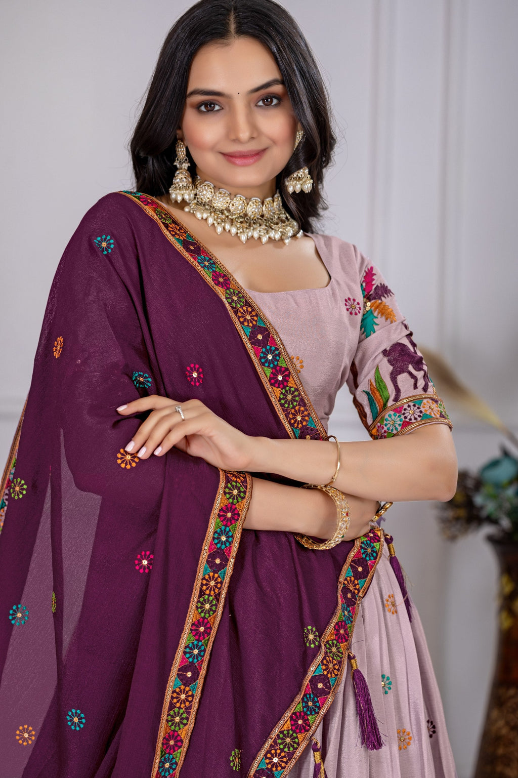 Lehenga Mart Designer Wedding Lehenga choli for Women - light purple