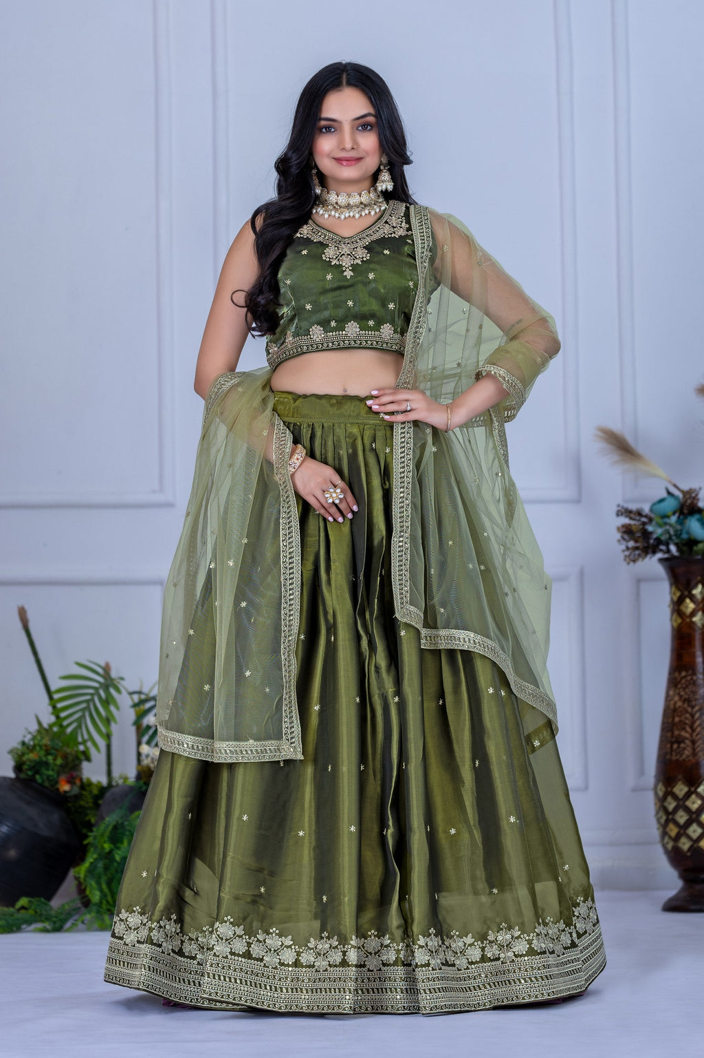 Lehenga Mart Designer Wedding Lehenga choli for Women - Mehndi