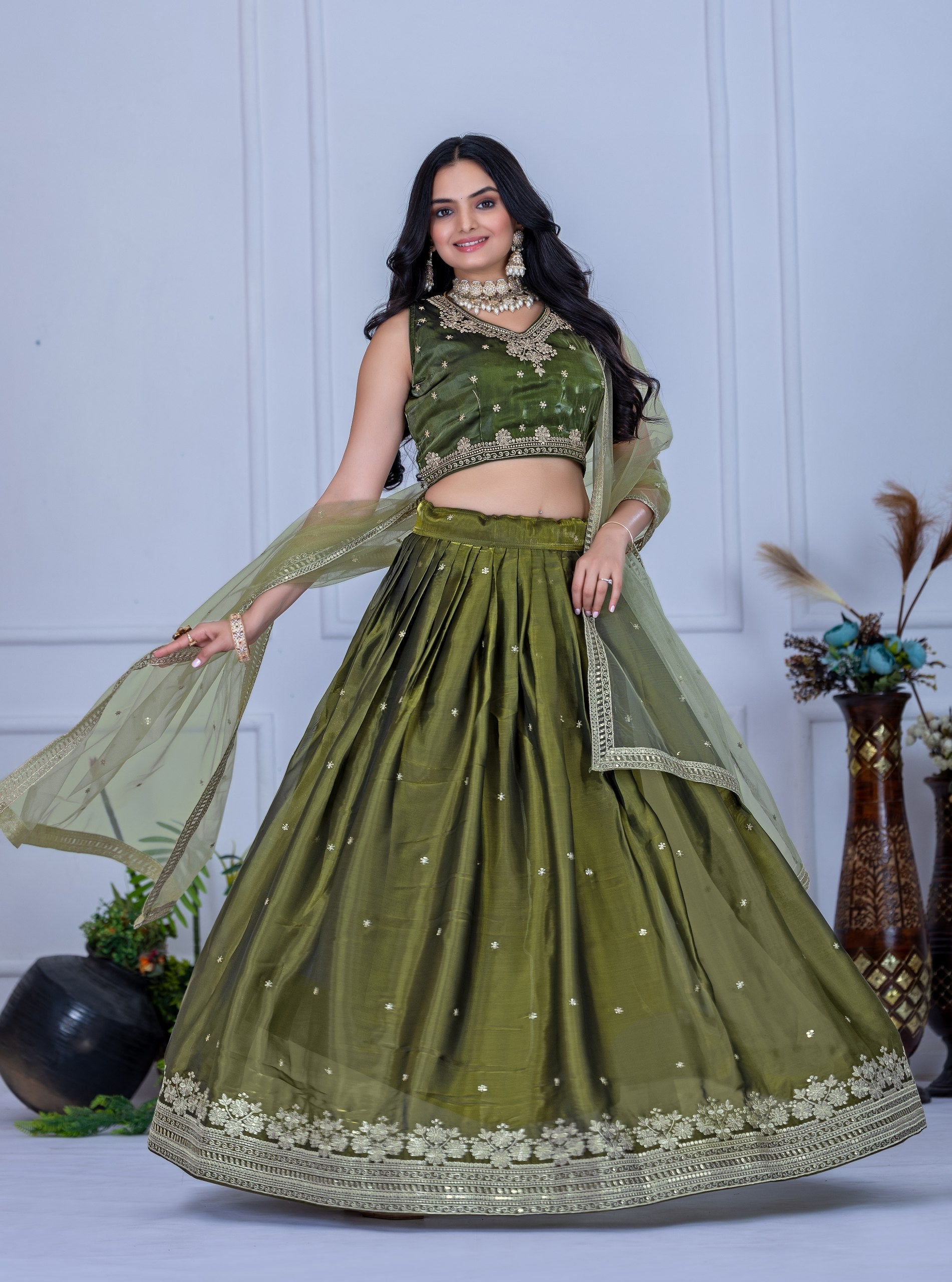 Lehenga Mart Designer Wedding Lehenga choli for Women - Mehndi
