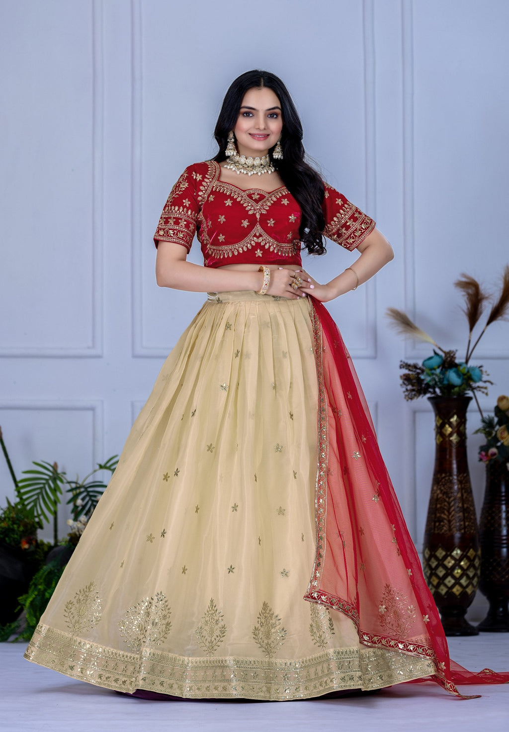 Lehenga Mart Designer Wedding Lehenga choli for Women - red
