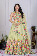 Lehenga Mart Patel Green Crystal Desigenr Wedding Lehnega Choli