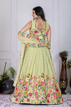 Lehenga Mart Patel Green Crystal Desigenr Wedding Lehnega Choli
