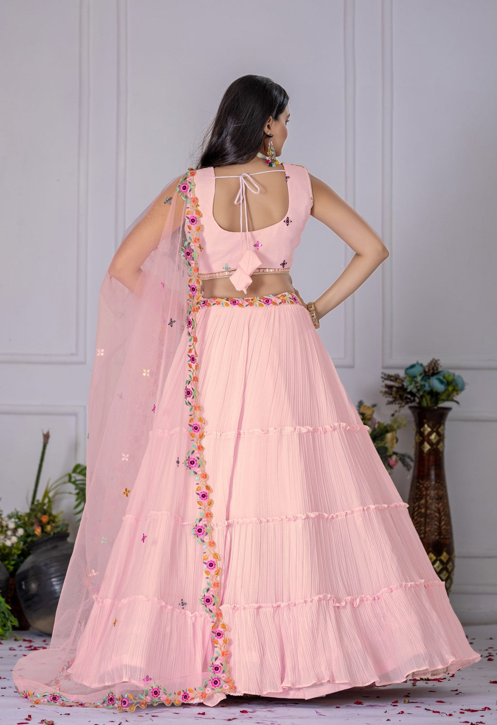 Lehenga Mart Pink Georgette Desigenr Wedding Lehnega Choli