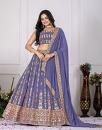 Lehenga Mart Rosy Purple Georgette Desigenr Wedding Lehnega Choli