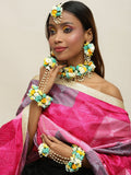 Flower Jewellery Gold-Plated Turquoise Blue Floral Jewellery Set - Ruby Raang - Distacart