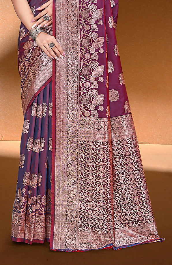 Sangam Prints Magenta  Silk Woven Work Traditional Saree