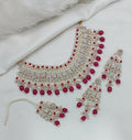 Joban Fashion Ruby Stone With Pearl Work Necklace Set