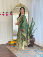 Teeya Creation Light Yellow Color Viscose Chanderi Embroidery Work Fully Stitched Kurti Set - Distacart