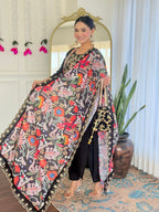 Teeya Creation Black Color Viscose Chanderi Embroidery Work Fully Stitched Kurti Set - Distacart