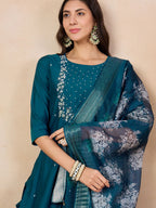 Teeya Creation More Peach Color Viscose Chanderi Embroidery Work Fully Stitched Kurti Set - Distacart