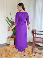 Teeya Creation Purple Color Viscose Chanderi Embroidery Work Fully Stitched Kurti Set - Distacart