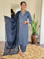 Teeya Creation Grey Color MUSLIN Embroidery Work Fully Stitched Kurti Set - Distacart