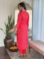 Teeya Creation Red Color MUSLIN Embroidery Work Fully Stitched Kurti Set - Distacart