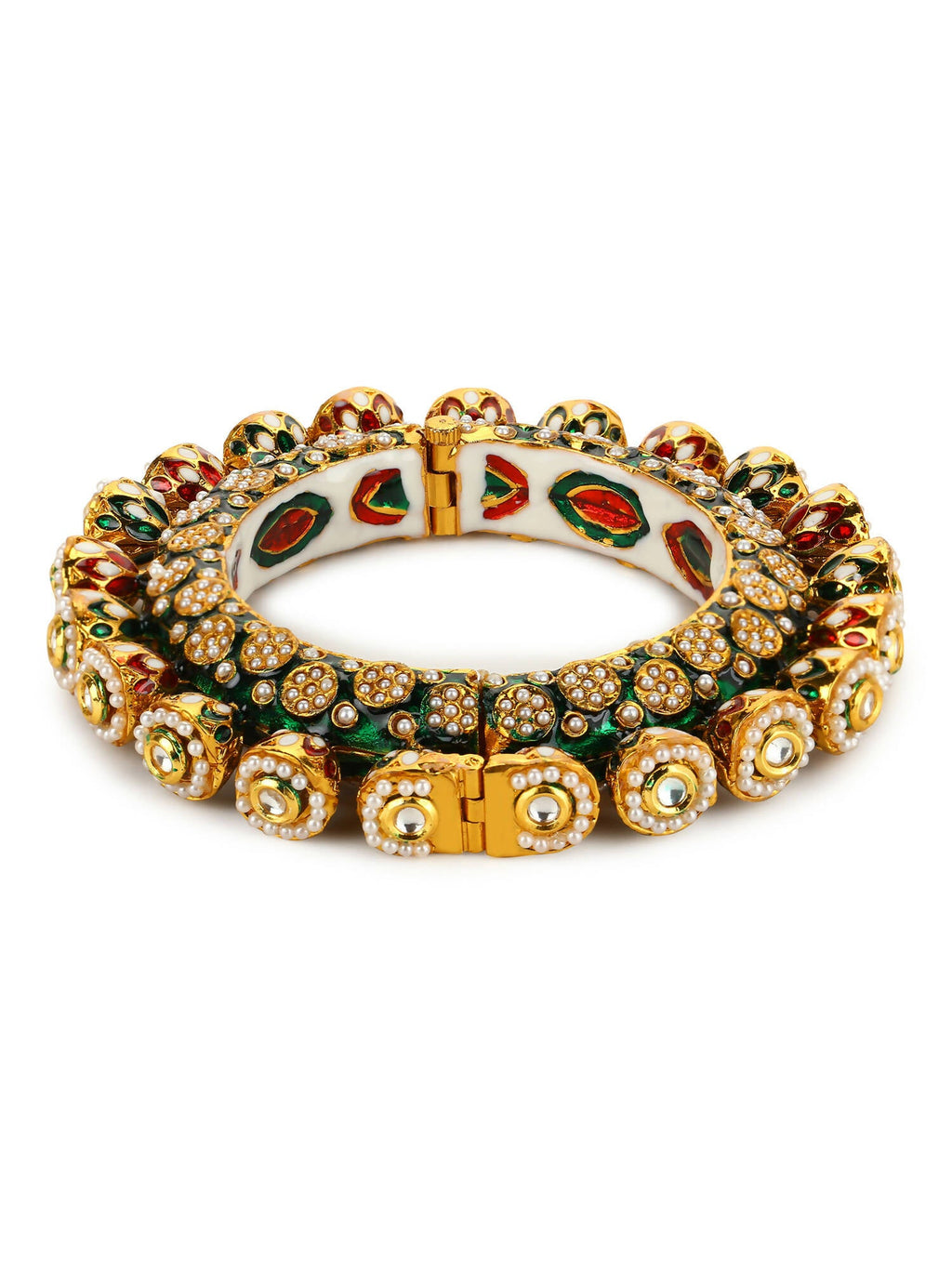 Gold-Plated Green Navratan Meenakari Bangle - Ruby Raang - Distacart