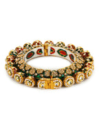 Gold-Plated Green Navratan Meenakari Bangle - Ruby Raang - Distacart