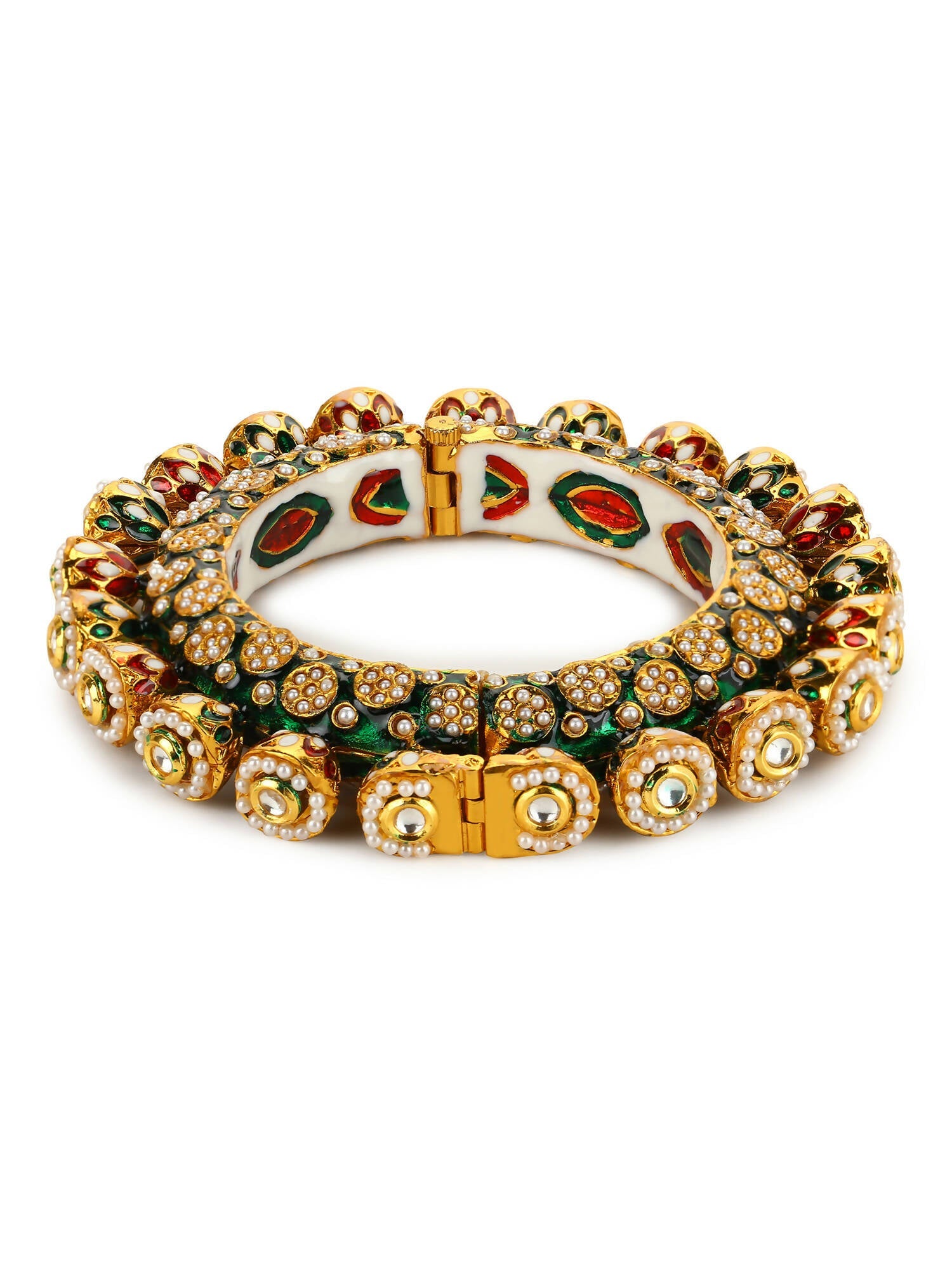 Gold-Plated Green Navratan Meenakari Bangle - Ruby Raang - Distacart