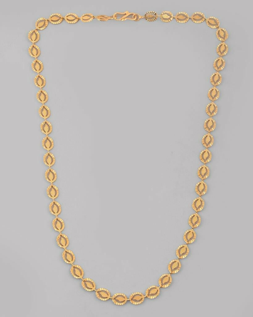 VOJ Women Gold-Polished Self Designed Oval Shaped Chain