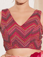 Joban Fashion Magenta Net Padded Blouse With V Neck Sleeveless - Distacart