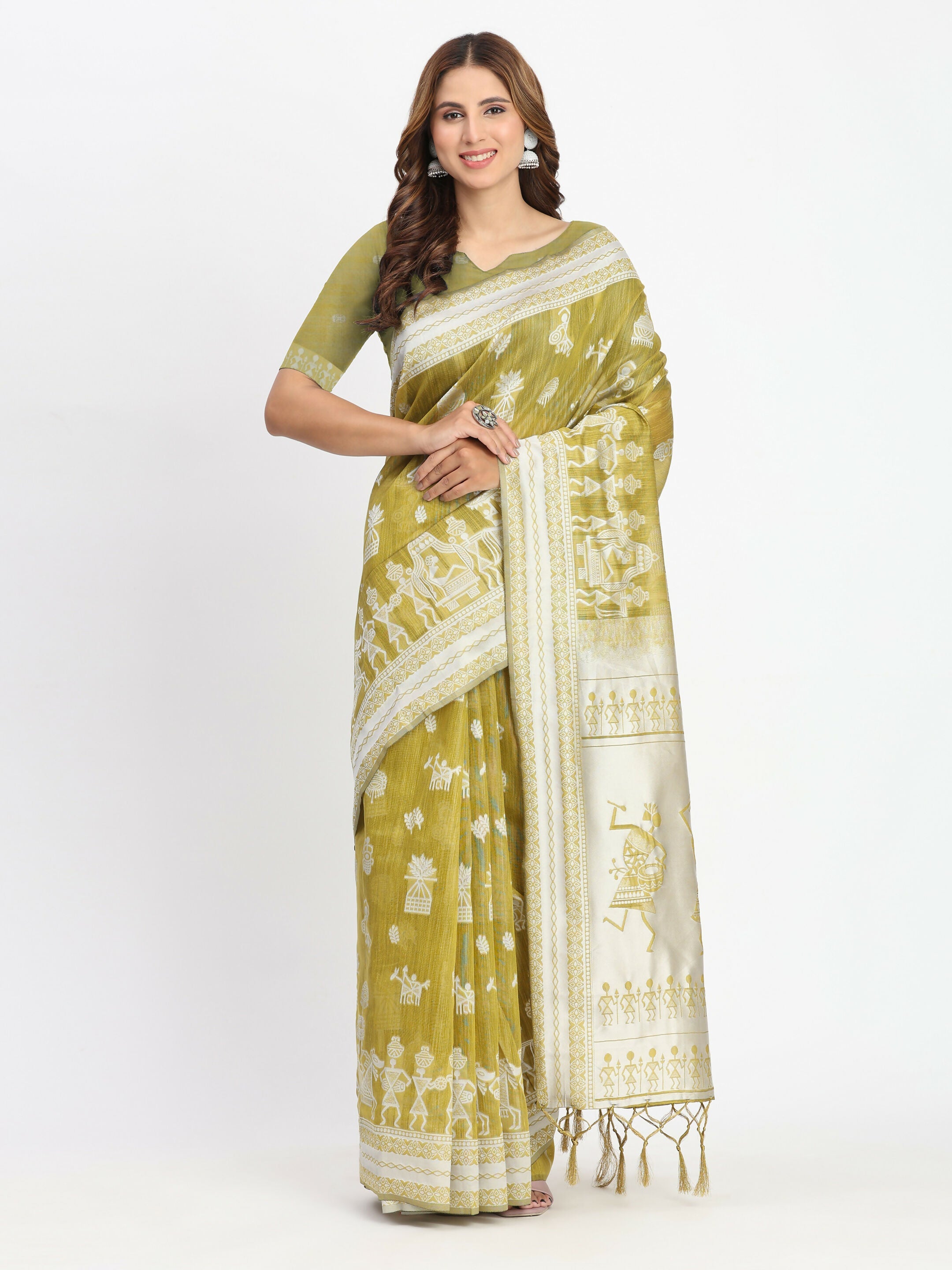 Shree Shyam Fashion Linen Cotton Purple Saree - Distacart