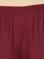 Aniyah Rayon Maroon Color Block Print Flared Slip-On Palazzo (AN-183K)