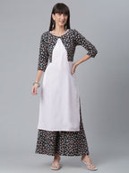 Ahalyaa Light Pink Crepe Solid Kurta And Palazzo Set With Jacket - Distacart