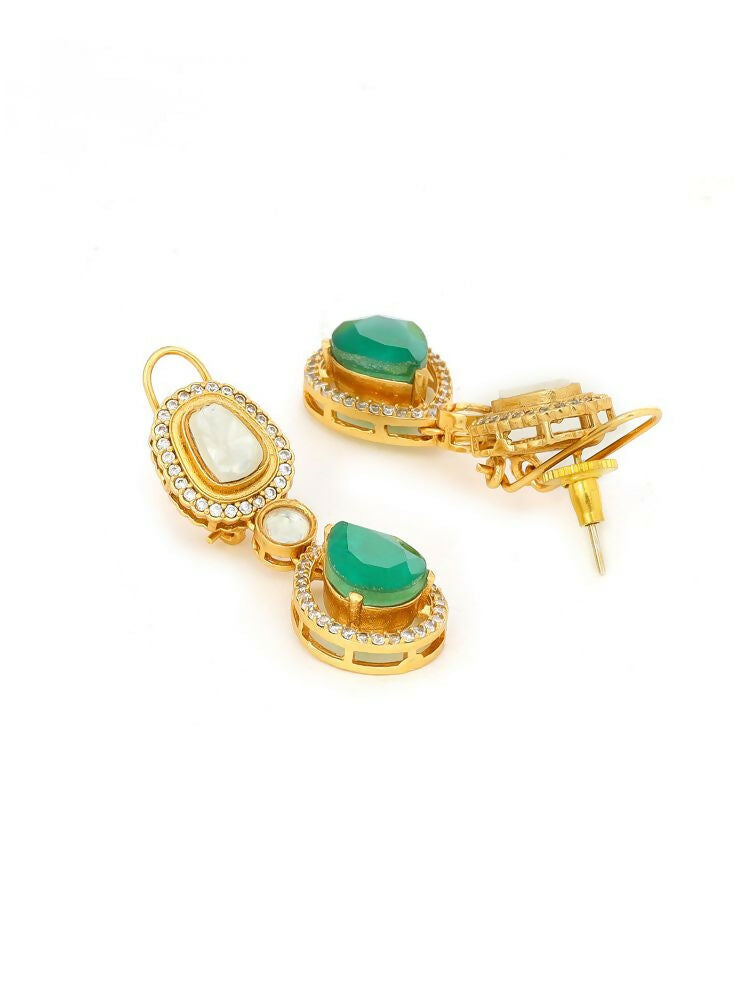Natural Stones Antique Finish Earrings and Necklace set - Ruby Raang