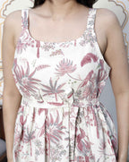 Miravan Women's Pure Cotton Light Pink Bird And Printed Sleeveless Casual Top