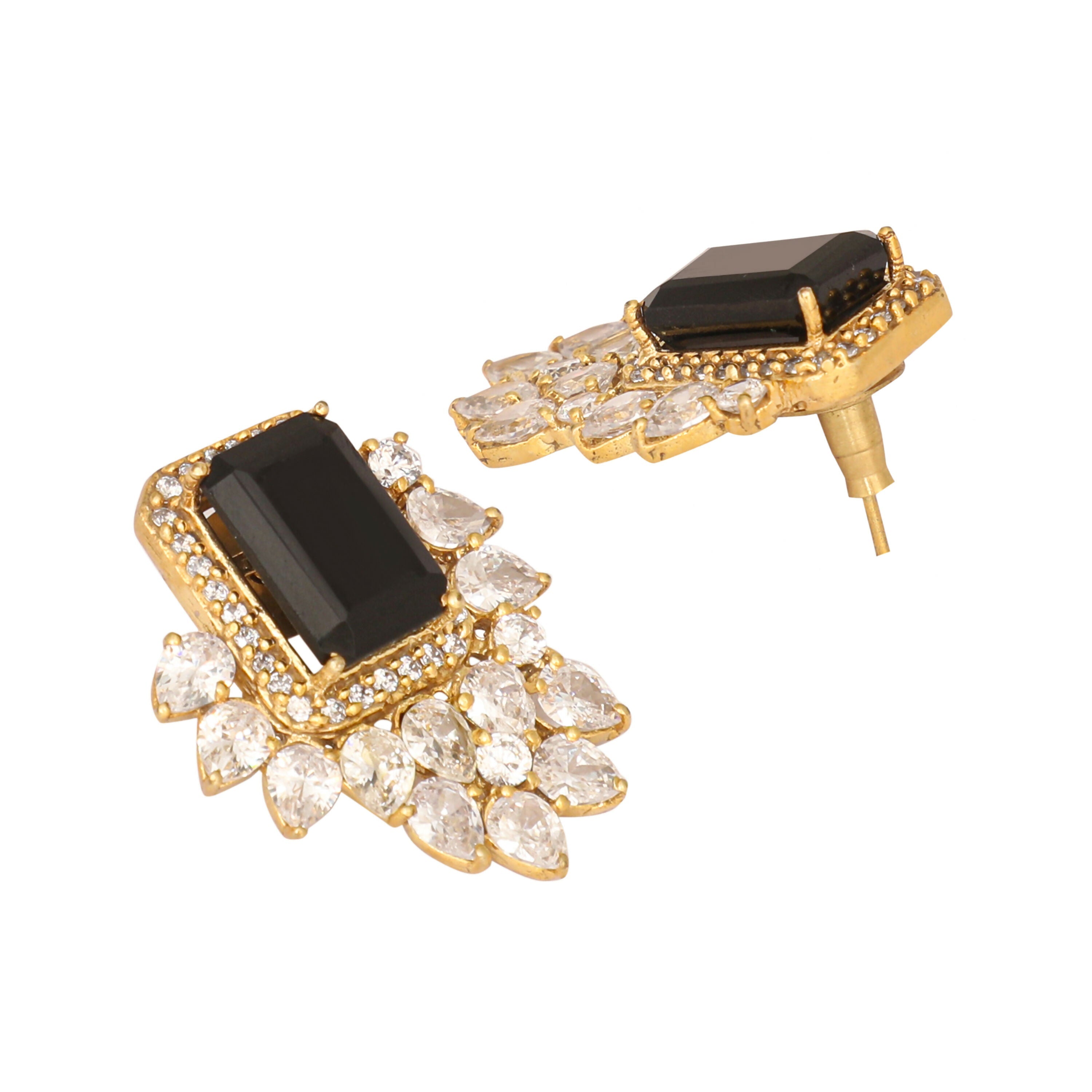Nuyug 22K Gold Plated Noir Spark Contemporary Stud Earrings - Distacart