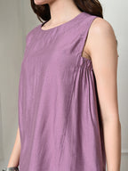 Myshka Women's Solid Embellished Sleeveless Casual Tops In Lavender Color