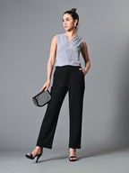 Myshka Women's Keyhole Neck Sleeveless Top in Grey Color