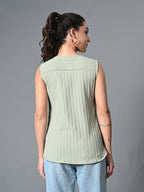 Myshka Women's Keyhole Neck Sleeveless Top in Olive Color - Distacart