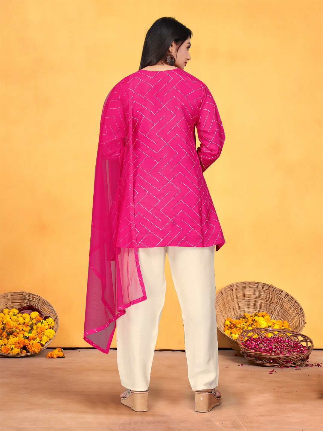 Joban Fashion Rani Cotton Premium Pure Viscose Print Dola With Handwork Kurta set