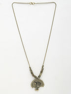 NVR Women's Gold-Polished Peacock Design Pendant with Chain