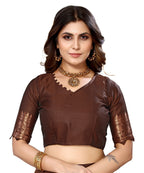 Vamika Brown Banarasi Jacquard Weaving Saree - Distacart