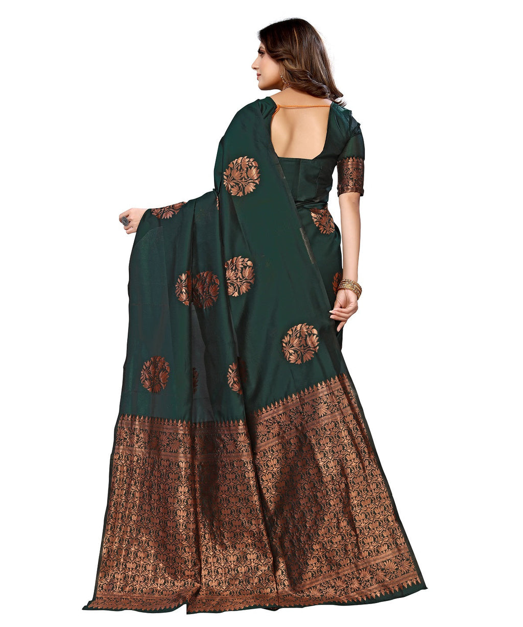 Vamika Green Banarasi Jacquard Weaving Saree