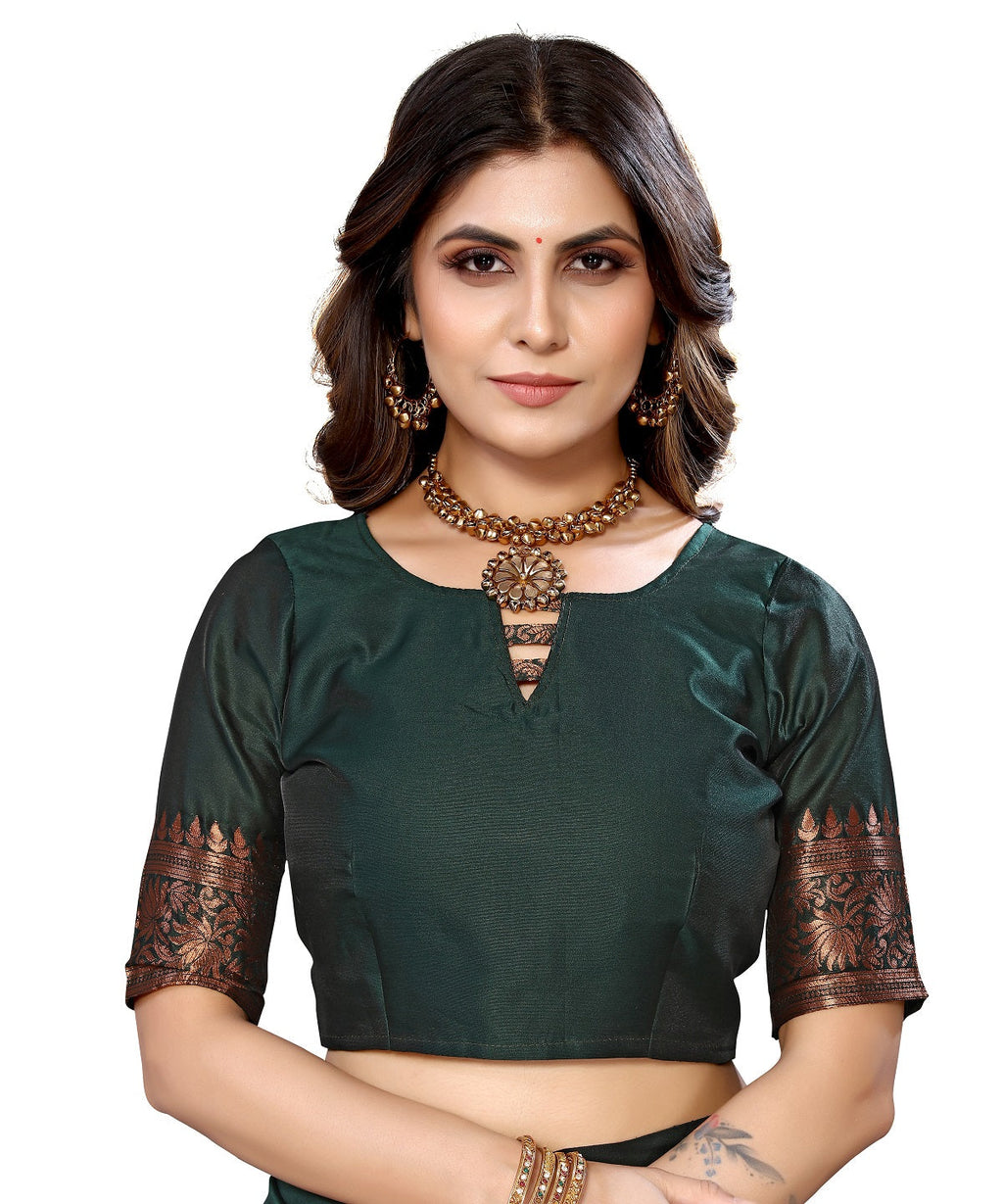 Vamika Green Banarasi Jacquard Weaving Saree