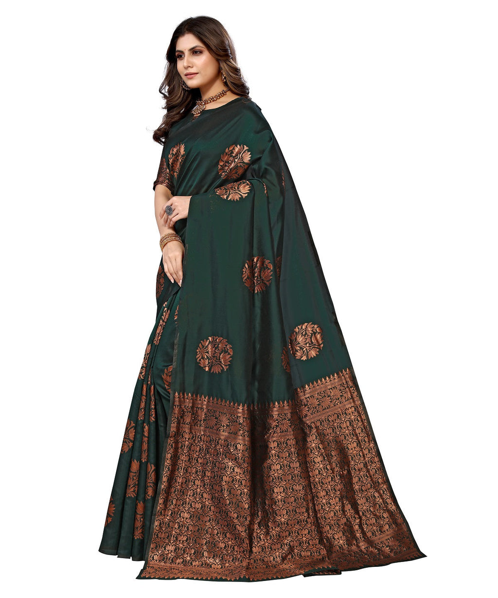 Vamika Green Banarasi Jacquard Weaving Saree