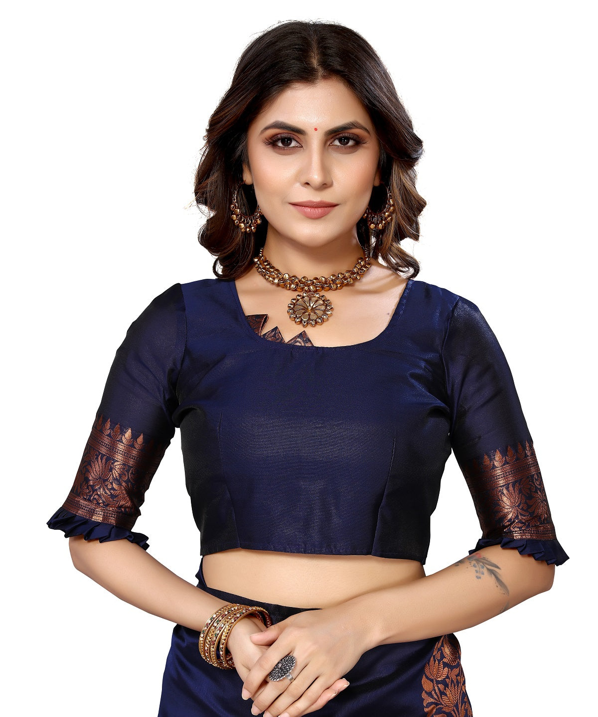Vamika Navy Banarasi Jacquard Weaving Saree - Distacart