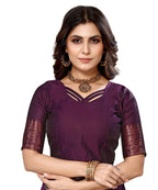 Vamika Purple Banarasi Jacquard Weaving Saree - Distacart